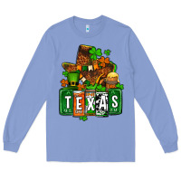 Colony Blue St. Patrick's Texas map Long Sleeve Tee - OliviaCreatesArt