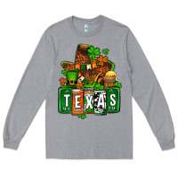 Heather Grey St. Patrick's Texas map Long Sleeve Tee - OliviaCreatesArt