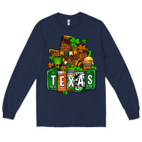 Navy St. Patrick's Texas map Long Sleeve Tee - OliviaCreatesArt