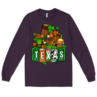 Plum St. Patrick's Texas map Long Sleeve Tee - OliviaCreatesArt