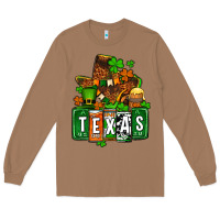 Toasted Coconut St. Patrick's Texas map Long Sleeve Tee - OliviaCreatesArt