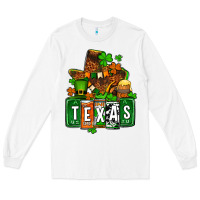 White St. Patrick's Texas map Long Sleeve Tee - OliviaCreatesArt