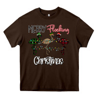 Chocolate Brown Merry Flocking Christmas Heavy Core Tee - Bettercallsaul