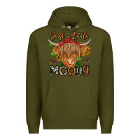 Army Green Just a Little Moody Premium Hoodie - CowhideDigitalArt