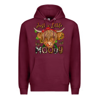 Burgundy Just a Little Moody Premium Hoodie - CowhideDigitalArt