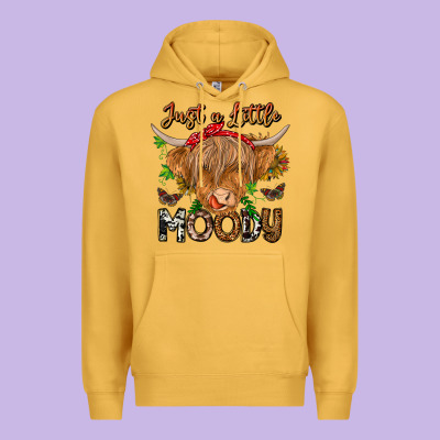 Just A Little Moody Premium Hoodie Designed By Cowhidedigitalart