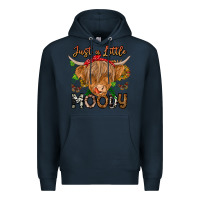 Navy Just a Little Moody Premium Hoodie - CowhideDigitalArt