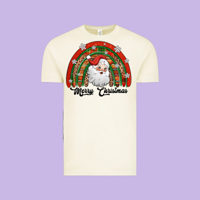 Merry Christmas Santa Rainbow Vintage Tee Designed By Jasminsmagicworld