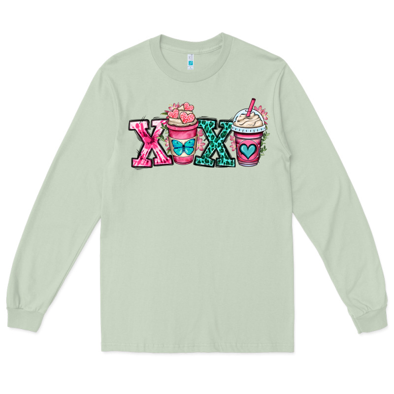 Xoxo Coffee Cups Long Sleeve Tee by OliviaCreatesArt | Teevron