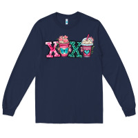 Navy xoxo coffee cups Long Sleeve Tee - OliviaCreatesArt
