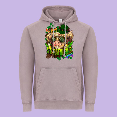 St. Patrick's Day Cow Vintage Hoodie Designed By Howdyjamesfarm