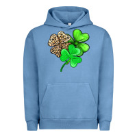 Pigment Pebble Blue three clover Urban Hoodie - AdoDesignShop