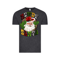 Vintage Black howdy santa western cactus christmas Vintage Tee - CowGirlArtShop