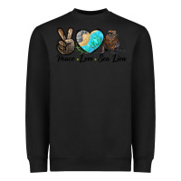 Black Peace Love Sea Lion Heavyweight Sweatshirt - LillyAllenDesigns
