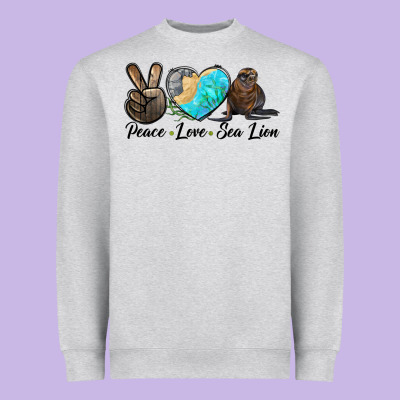 Peace Love Sea Lion Heavyweight Sweatshirt Designed By Lillyallendesigns