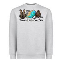 Heather Grey Peace Love Sea Lion Heavyweight Sweatshirt - LillyAllenDesigns