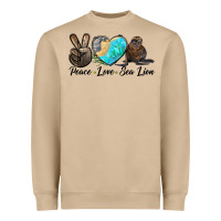 Mushroom Peace Love Sea Lion Heavyweight Sweatshirt - LillyAllenDesigns
