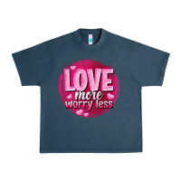 Midnight Navy Love more worry less Valentine's Day Urban Heavy Tee - HowdyJamesFarm