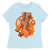 Baby Blue Kidney Cancer diva orange ribbon Ladies Tee - NancyCooperArtShop