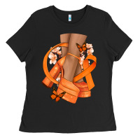 Black Kidney Cancer diva orange ribbon Ladies Tee - NancyCooperArtShop