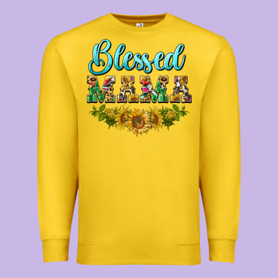 Blessed Mama Premium Sweatshirt Designed By Barkaloodesign