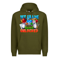 Army Green 1st Grade Level Unlocked Premium Hoodie - CowhideDigitalArt
