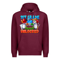 Burgundy 1st Grade Level Unlocked Premium Hoodie - CowhideDigitalArt
