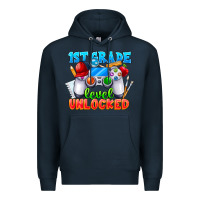 Navy 1st Grade Level Unlocked Premium Hoodie - CowhideDigitalArt