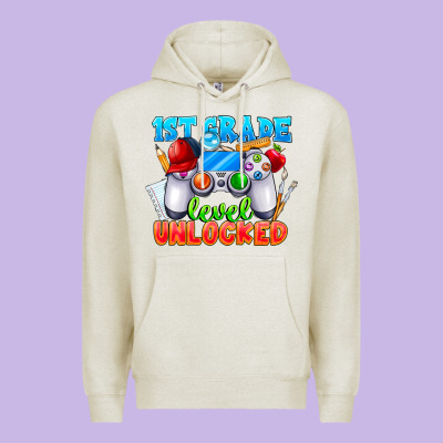 1st Grade Level Unlocked Premium Hoodie Designed By Cowhidedigitalart