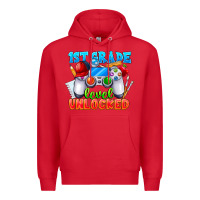 Red 1st Grade Level Unlocked Premium Hoodie - CowhideDigitalArt