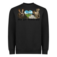 Black Peace Love Percheron Horse Heavyweight Sweatshirt - LillyAllenDesigns