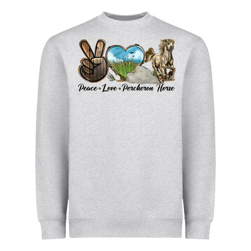Peace Love Percheron Horse Heavyweight Sweatshirt by LillyAllenDesigns | Teevron