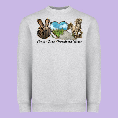 Peace Love Percheron Horse Heavyweight Sweatshirt Designed By Lillyallendesigns