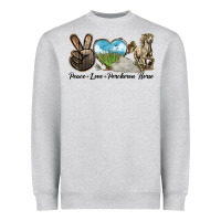 Heather Grey Peace Love Percheron Horse Heavyweight Sweatshirt - LillyAllenDesigns