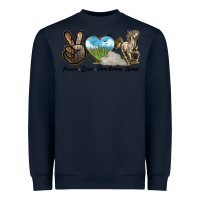 Navy Peace Love Percheron Horse Heavyweight Sweatshirt - LillyAllenDesigns