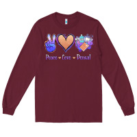 Burgundy Peace Love Dental Long Sleeve Tee - Jasminsmagicworld
