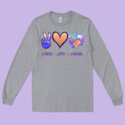 Peace Love Dental Long Sleeve Tee Designed By Jasminsmagicworld