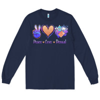 Navy Peace Love Dental Long Sleeve Tee - Jasminsmagicworld