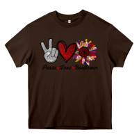 Chocolate Brown Peace Love Sunshine Sunflower Heavy Core Tee - Bettercallsaul