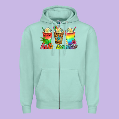 Hello Summer Zipper Hoodie Designed By Artiststas
