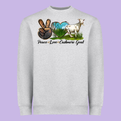 Peace Love Cashmere Goat Heavyweight Sweatshirt Designed By Lillyallendesigns