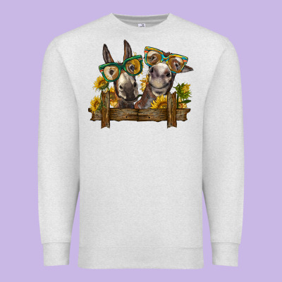 2 Donkeys With Sunflowers Premium Sweatshirt Designed By Barkaloodesign