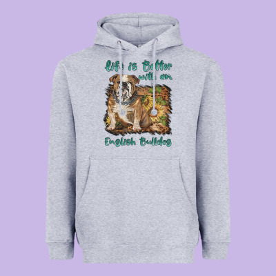 Life Is Better With A English Bulldog Heavyweight Hoodie Designed By Barkaloodesign