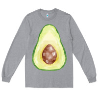 Heather Grey half avocado fa element Long Sleeve Tee - FaDigitalArtStudio