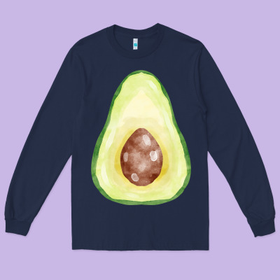 Half Avocado Fa Element Long Sleeve Tee Designed By Fadigitalartstudio