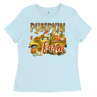 Baby Blue Pumpkin farm with truck Ladies Tee - texasbilliewilder