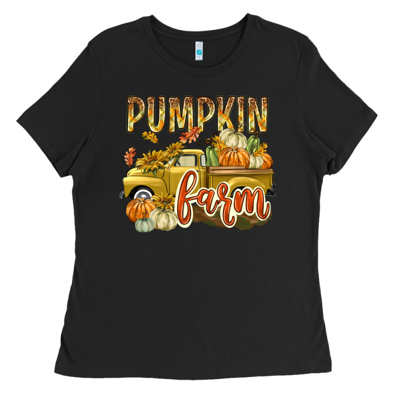 Pumpkin Farm With Truck Ladies Tee by texasbilliewilder | Teevron