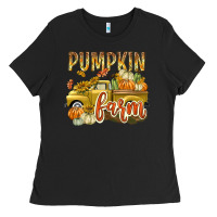 Black Pumpkin farm with truck Ladies Tee - texasbilliewilder