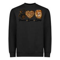 Black Peace Love Lion Head Heavyweight Sweatshirt - LillyAllenDesigns