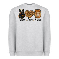 Heather Grey Peace Love Lion Head Heavyweight Sweatshirt - LillyAllenDesigns